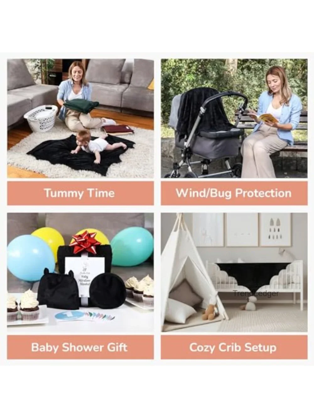 Sherpa Fleece Bat Baby Swaddle Blanket Gift Set with Milestone Stickers, Hat &